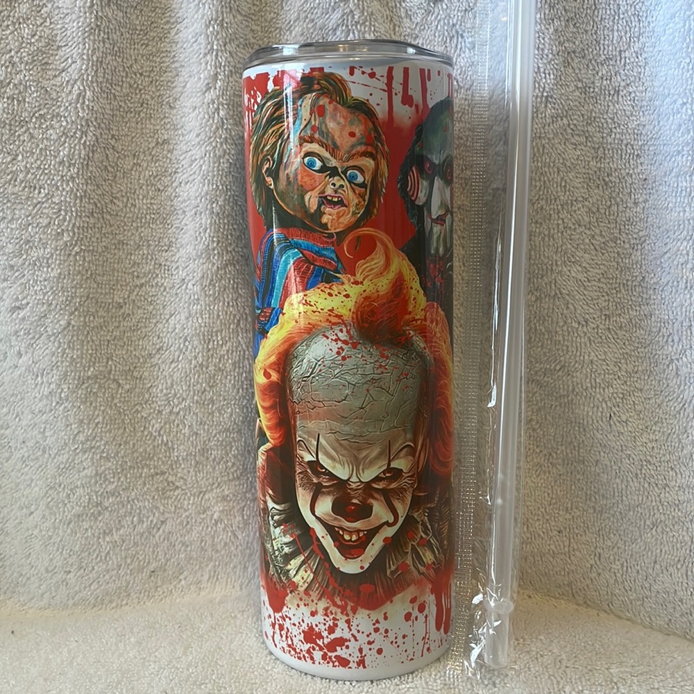 20 ounce skinny Halloween Themed Tumbler(horror)New